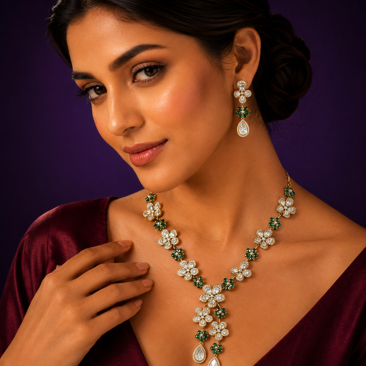 Mosanite Floral Necklace for woman