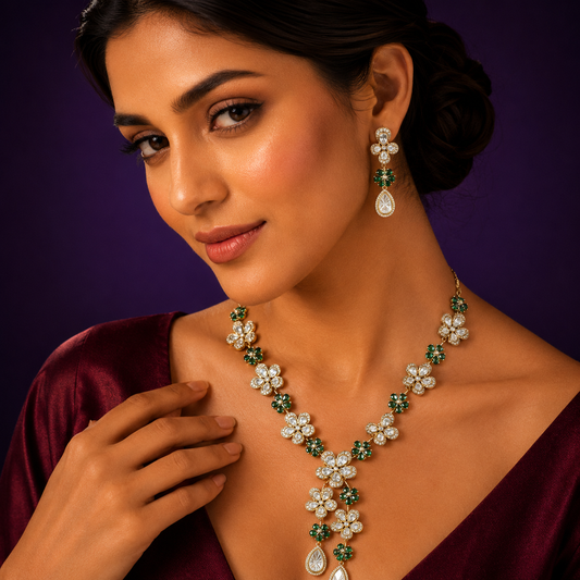 Mosanite Floral Necklace for woman