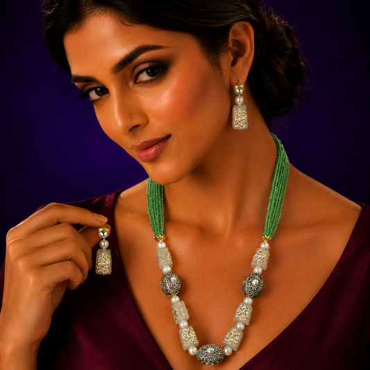 Jaipur Mala Mint Oynex Semi Precious Beads