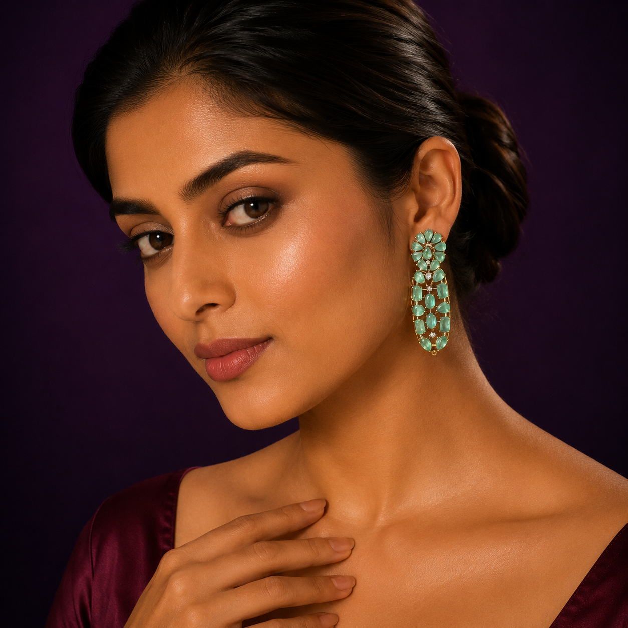 Kemp Stones With cz Earring for woman