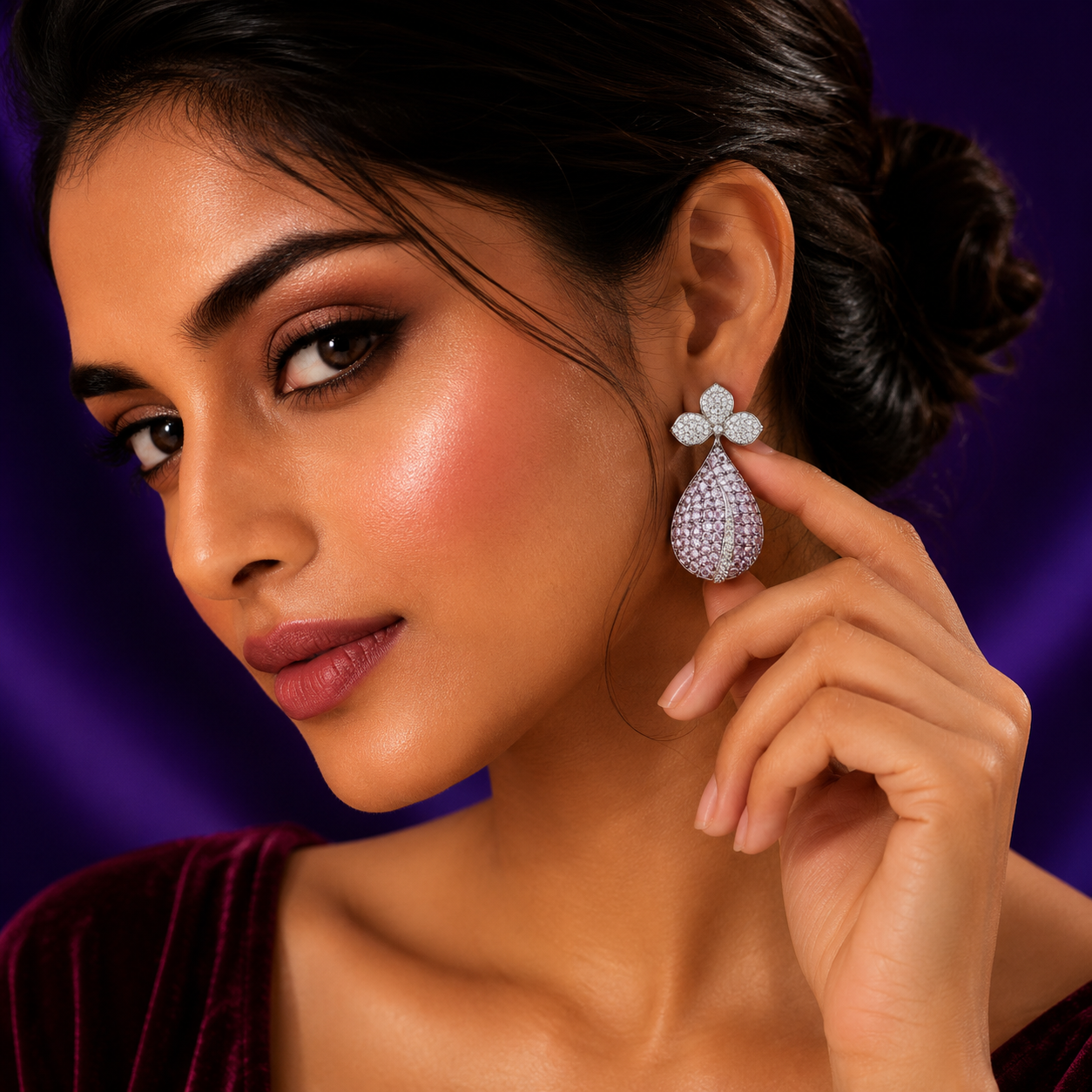 Invisible Setting With CZ Earring for woman