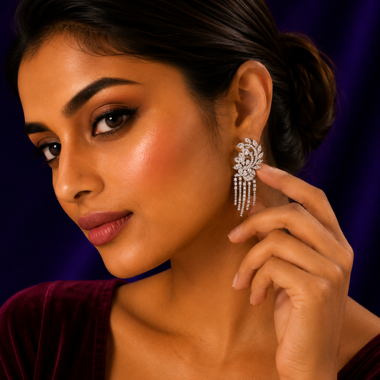 CZ With Hanging Strings Earring for woman
