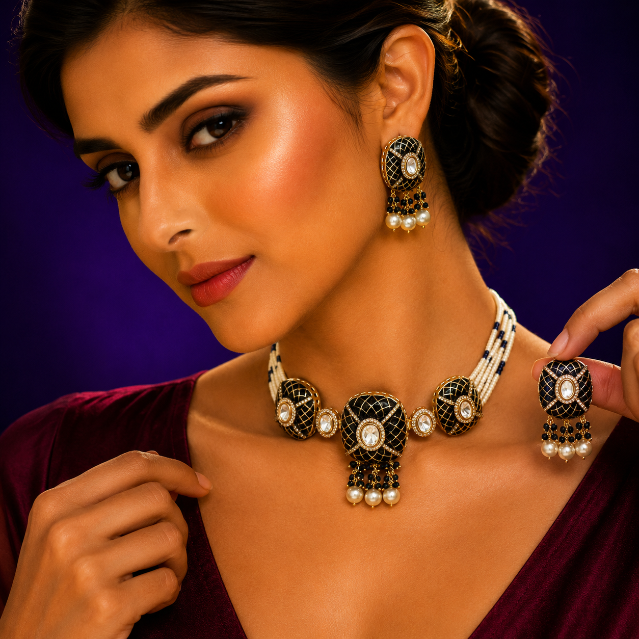 Carving Kundan Choker for woman