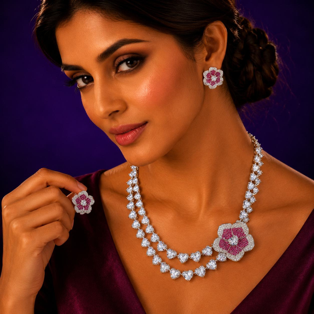 NEETA AMBANI SWAROSKI NECKLACE IN RUBY FOR WOMEN