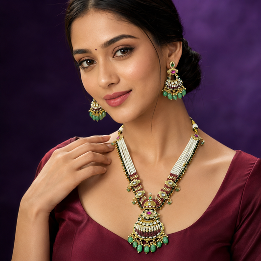 Traditional Indian necklace perfect for Indian weddings in kundan pendent