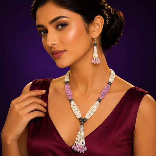 Pearl with beads strings in Pink for women