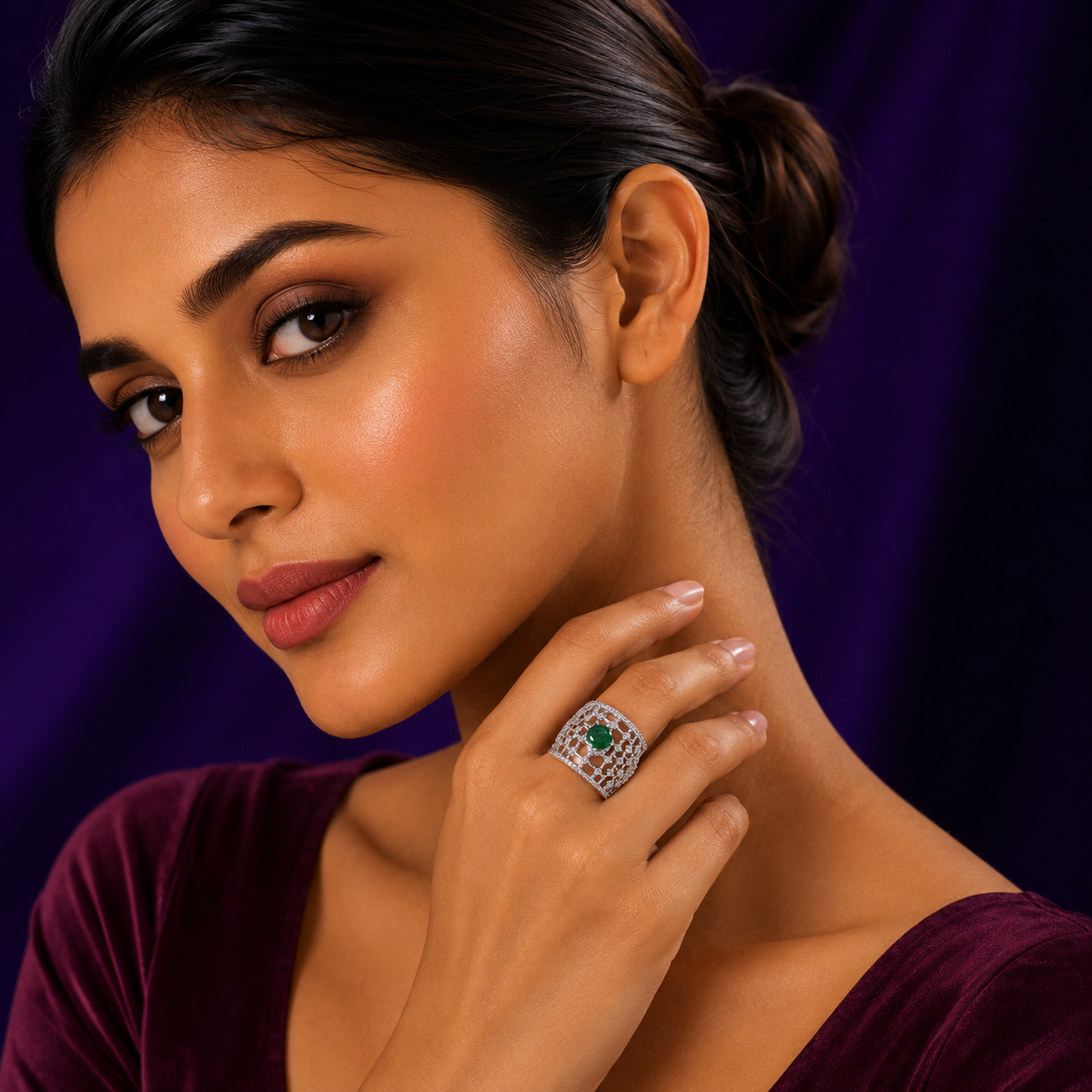 Cocktail With Zircon Green Ring