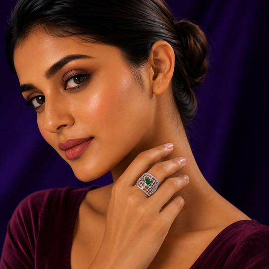 Cocktail With Zircon Green Ring