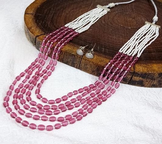 PINK STONE LAYERED MALA