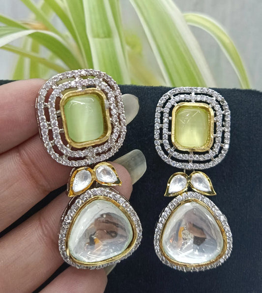 SQUARE SHAPE KUNDAN POLKI EARRING