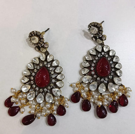 MEHER MOSANITE STONE EARRINGS WITH DOUBLET